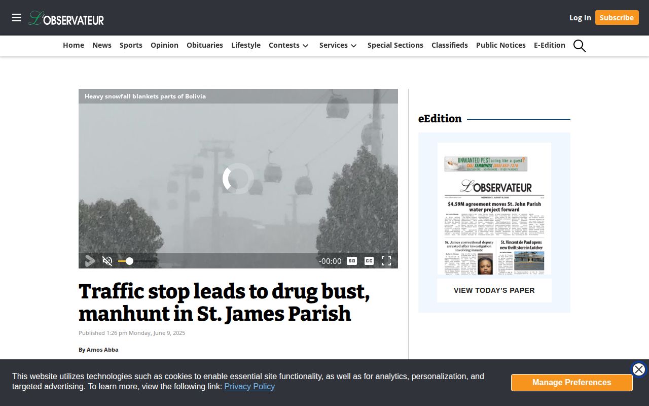L’Observateur St. James Parish arrest news investigation story